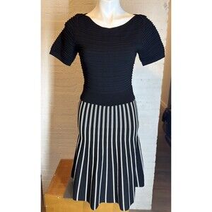 Maje Royaume Dress Striped Stretch Ribbed 3 Parisian Chic Designer French Girl